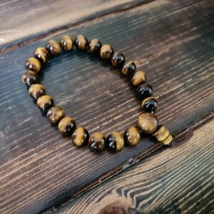Handmade Brown Bead Elastic Bracelet